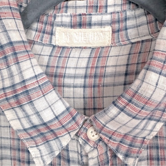 CP SHADES Men’s Linen Double Gauze Button Down Plaid Shirt Size Medium - Picture 4 of 7